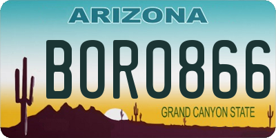 AZ license plate BOR0866