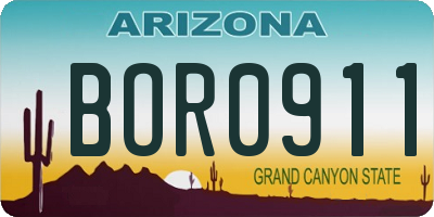 AZ license plate BOR0911