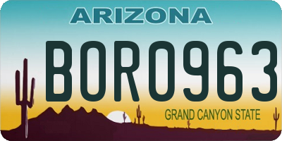 AZ license plate BOR0963