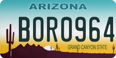 AZ license plate BOR0964