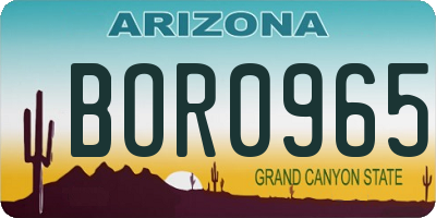 AZ license plate BOR0965