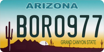 AZ license plate BOR0977