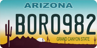 AZ license plate BOR0982
