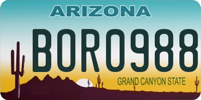 AZ license plate BOR0988