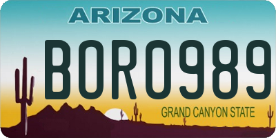AZ license plate BOR0989