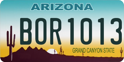 AZ license plate BOR1013