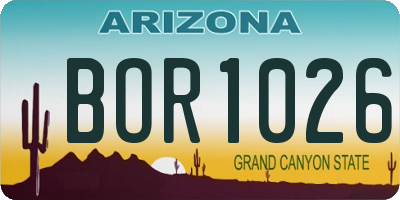 AZ license plate BOR1026