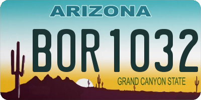 AZ license plate BOR1032