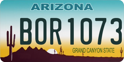 AZ license plate BOR1073