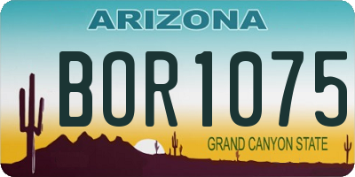 AZ license plate BOR1075