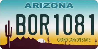 AZ license plate BOR1081