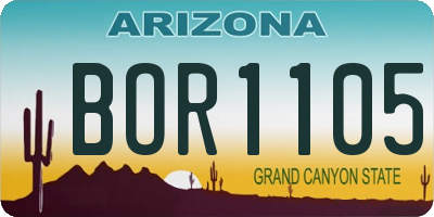 AZ license plate BOR1105