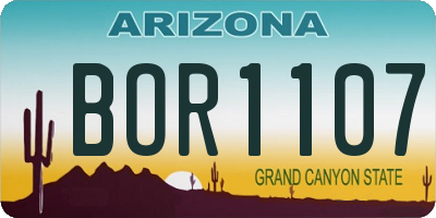 AZ license plate BOR1107