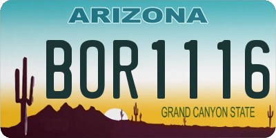 AZ license plate BOR1116