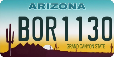 AZ license plate BOR1130