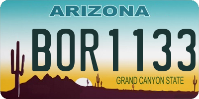 AZ license plate BOR1133