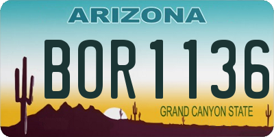 AZ license plate BOR1136