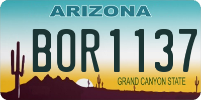 AZ license plate BOR1137