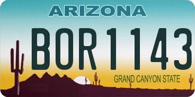 AZ license plate BOR1143