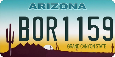AZ license plate BOR1159