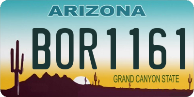 AZ license plate BOR1161