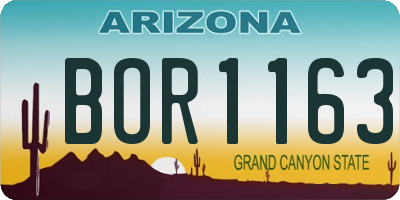 AZ license plate BOR1163