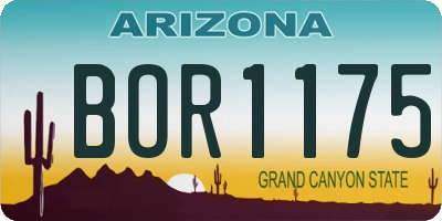 AZ license plate BOR1175