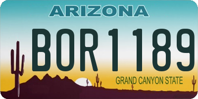 AZ license plate BOR1189