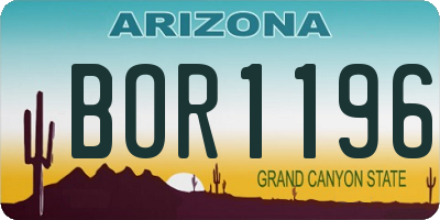AZ license plate BOR1196