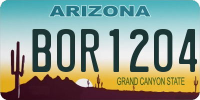 AZ license plate BOR1204