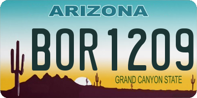AZ license plate BOR1209