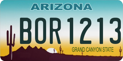 AZ license plate BOR1213