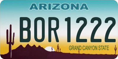 AZ license plate BOR1222