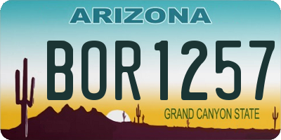 AZ license plate BOR1257