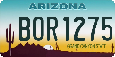 AZ license plate BOR1275