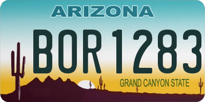 AZ license plate BOR1283