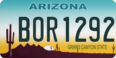 AZ license plate BOR1292