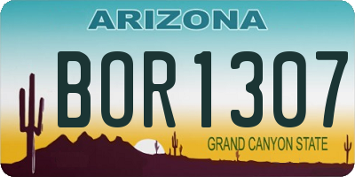 AZ license plate BOR1307