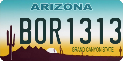 AZ license plate BOR1313