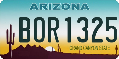 AZ license plate BOR1325