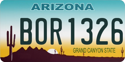 AZ license plate BOR1326