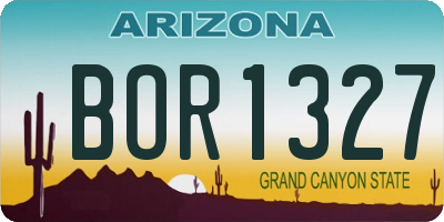 AZ license plate BOR1327