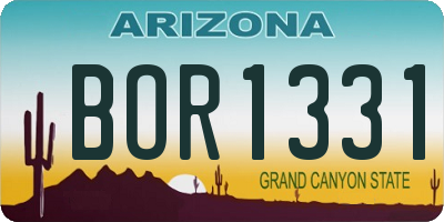 AZ license plate BOR1331
