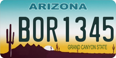 AZ license plate BOR1345