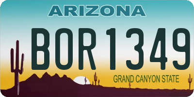 AZ license plate BOR1349