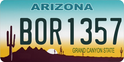 AZ license plate BOR1357