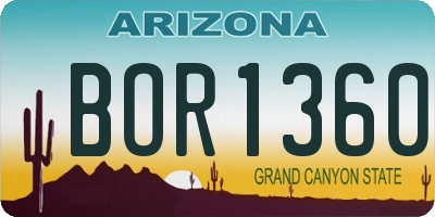 AZ license plate BOR1360