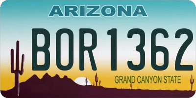 AZ license plate BOR1362