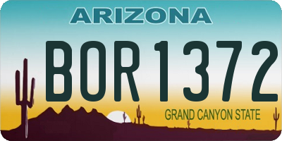 AZ license plate BOR1372
