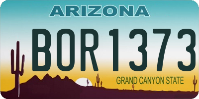 AZ license plate BOR1373